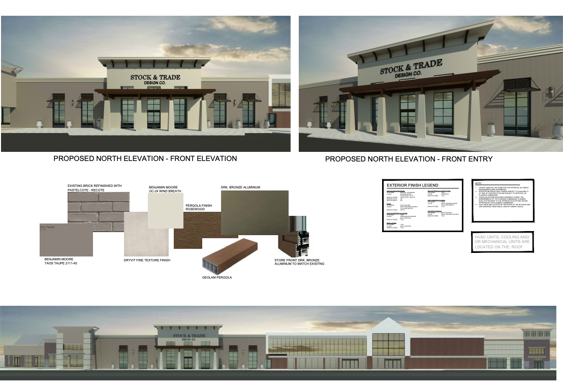 City approves building elevations for Stock & Trade Design Company in Brentwood Place Shopping Center