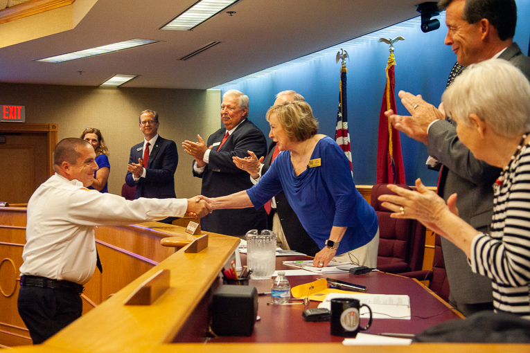 City honors retiring firefighter, recognizes police promotion