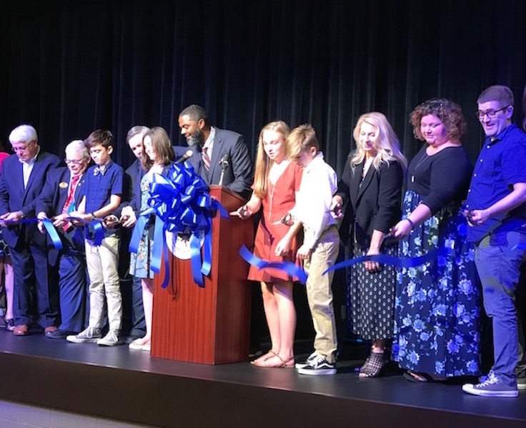 New theater at Grassland Middle School gets student-tested during ribbon cutting