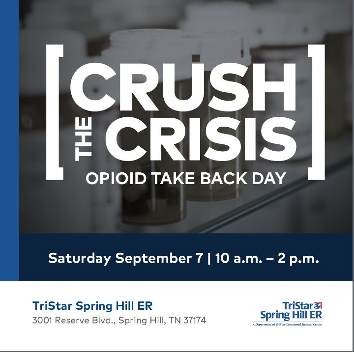 TriStar Spring Hill ER to host an opioid take back event Saturday