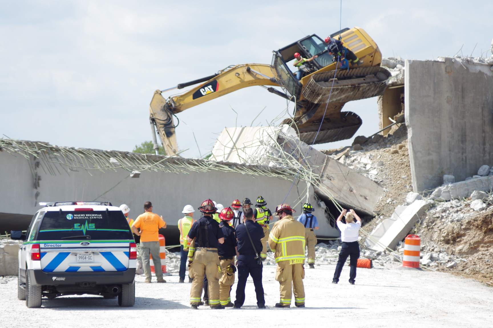 Construction worker rescued by Spring Hill Fire Department after bridge collapses